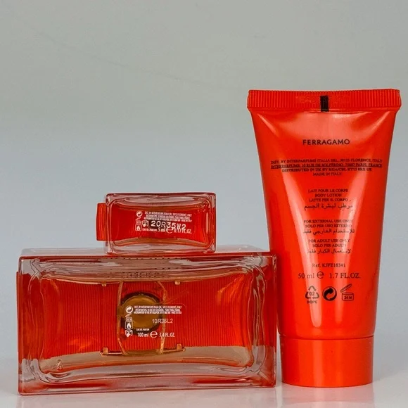 Ferragamo Signorina Unica Eau de PARFUM 3.4 oz Body Lotion Travel Spray 3-pc Set